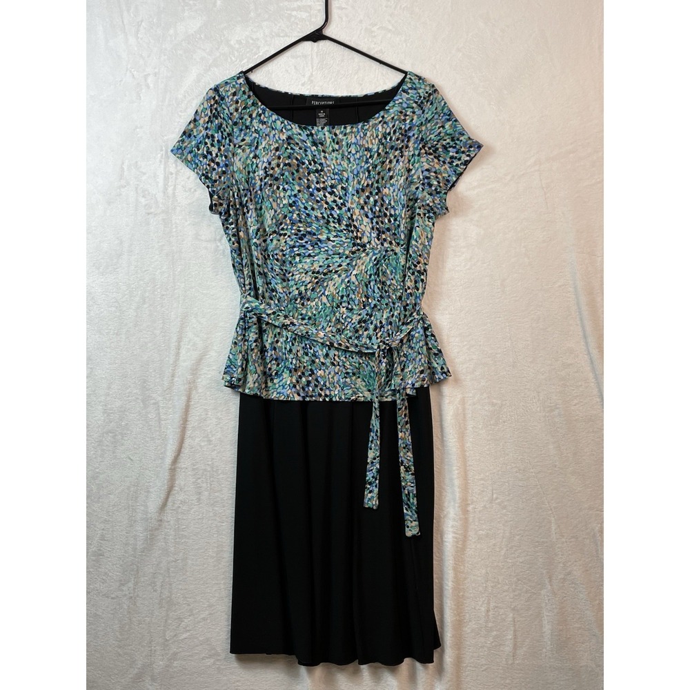 Perceptions New York Dress Womens‎ 16 Multicolor Print Front Tie Dress Stretch